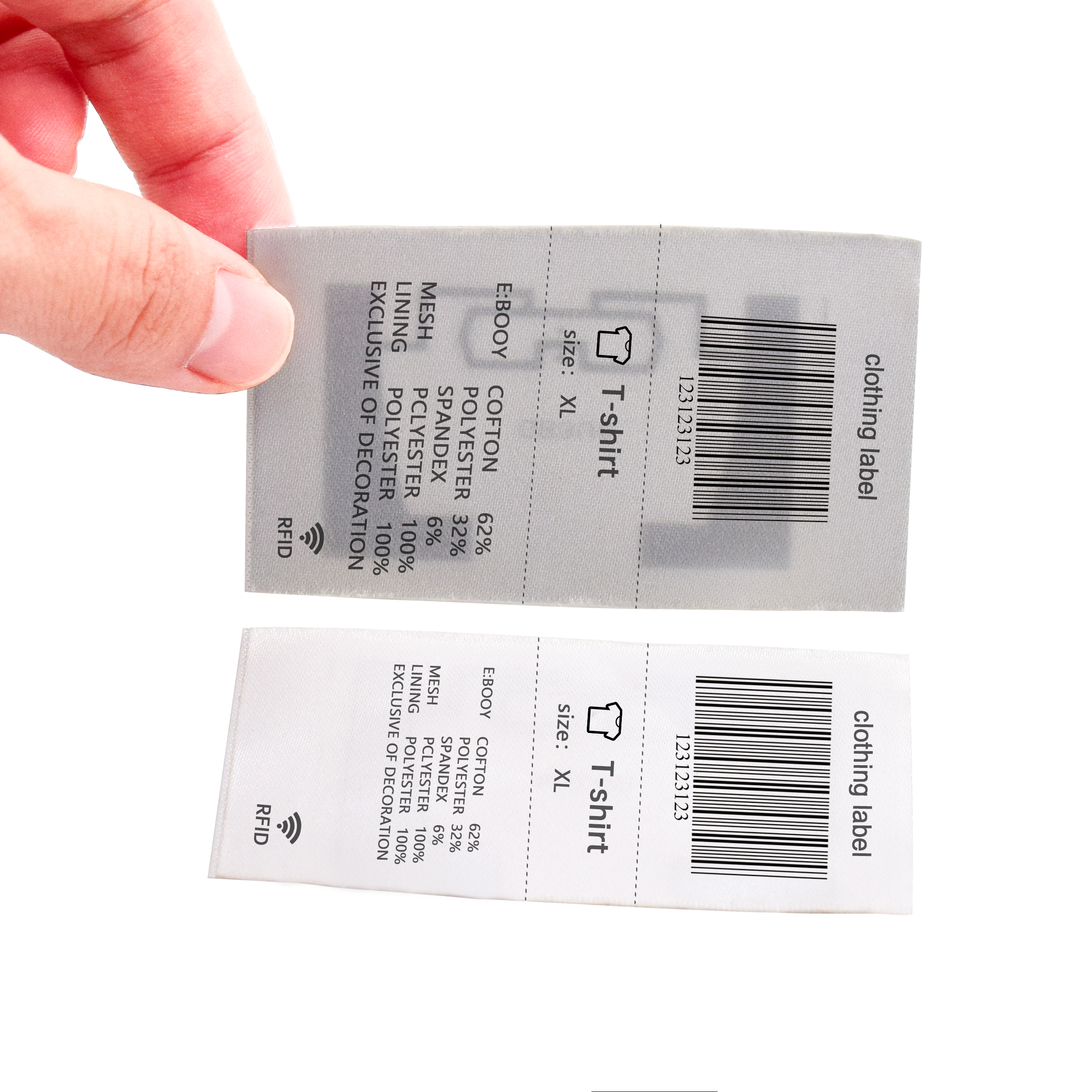 uhf fabric garment care label
